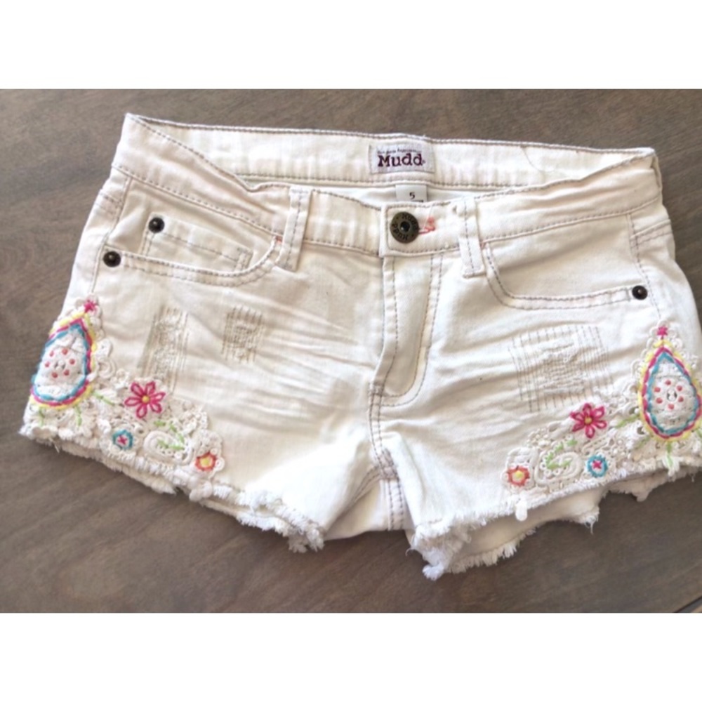 White embroidered shorts